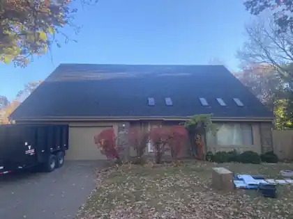 Solaris roofing crew working on a large roofing project